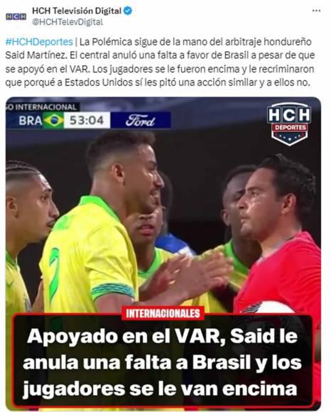 “Insólito uso del VAR y tenía que ser de Concacaf”: la dura reacción contra Said Martínez  por su error en el EEUU - Brasil