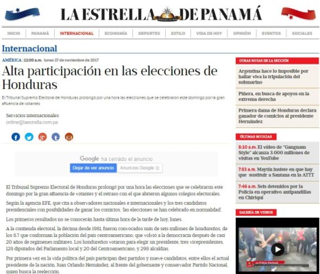 Así reaccionan los medios internacionales sobre las elecciones de Honduras