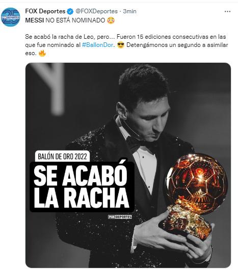 “Su declive es imparable, se hizo la luz”: Así reaccionó la prensa luego de que Messi quedó fuera del Balón de Oro 2022