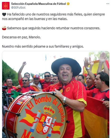Murió Manolo, el aficionado más popular de España que viajaba con un bombo: asistió a 10 Mundiales y ocho Eurocopas