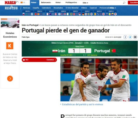 PORTADAS: Así ven a la Portugal de Ronaldo por su pase a octavos de Rusia 2018