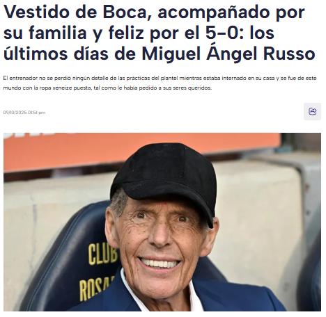 Russo se fue de este mundo con la ropa del 'Xeneize' puesta, tal como le había pedido a sus seres queridos, revela TyC Sports.