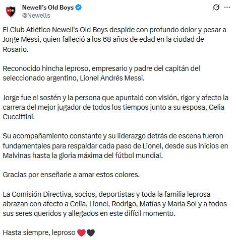 Lo que dice la prensa y clubes por la muerte del papá de Messi: Uno de los pilares...