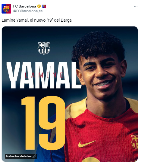 Lamine Yamal ya tiene dorsal de jugador de primer equipo en Barcelona.
