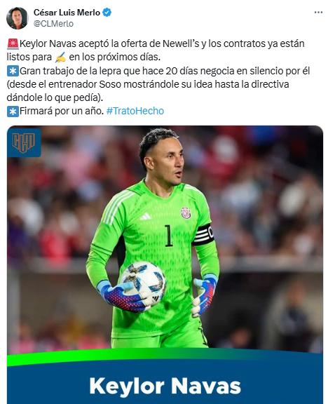 “Bombazo que sacude el mercado; leyenda”: prensa argentina reacciona con la llegada de Keylor Navas