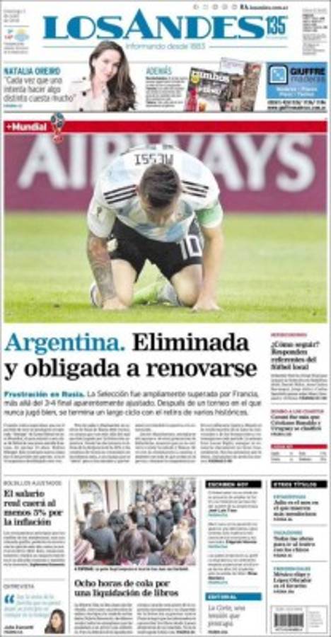 Las portadas de los diarios del mundo tras la eliminación de Messi y Cristiano de Rusia