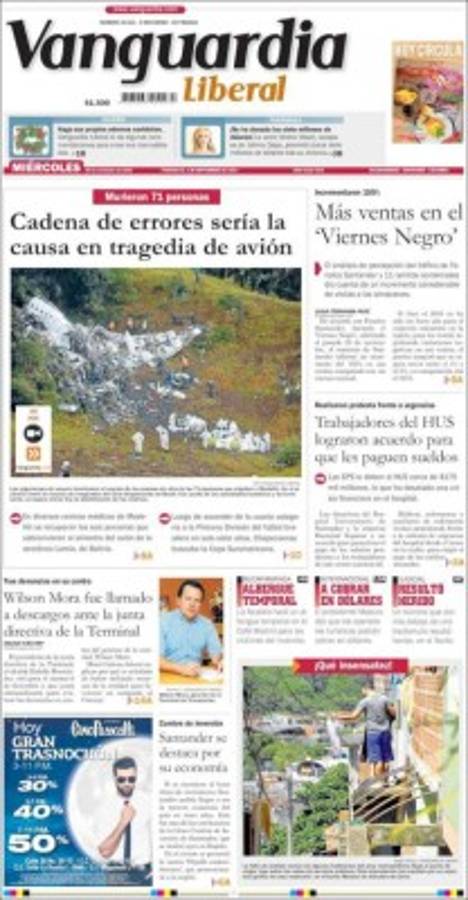 PORTADAS: ¡El mundo llora la tragedia aérea del Chapecoense!