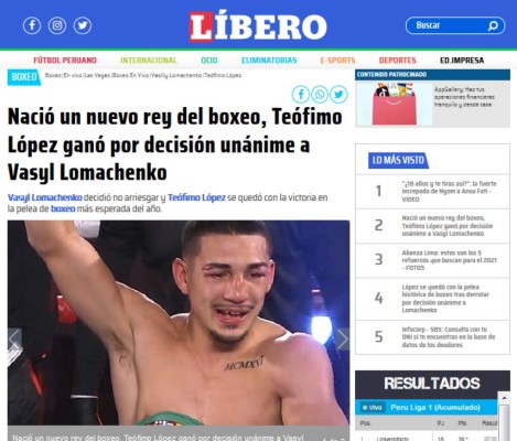 'Nació un nuevo rey': Lo que dice la prensa tras triunfo de Teófimo López sobre Lomachenko