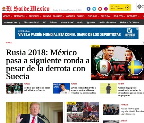 Así ve la prensa mundial el pase de México a los octavos de Rusia 2018