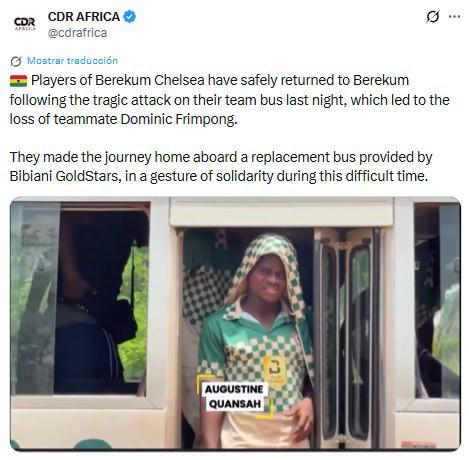 Tragedia y conmoción: asesinan al futbolista Dominic Frimpong tras un feroz ataque al bus del equipo