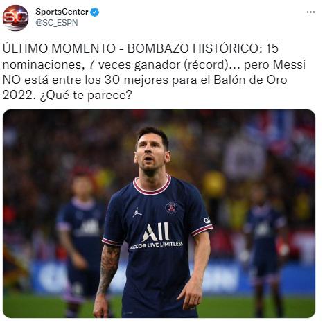 “Su declive es imparable, se hizo la luz”: Así reaccionó la prensa luego de que Messi quedó fuera del Balón de Oro 2022