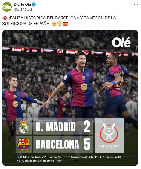 Barcelona volvió a humillar al Real Madrid y la prensa reacciona: “Ridículo; deben dar gracias que solo fueron cinco”