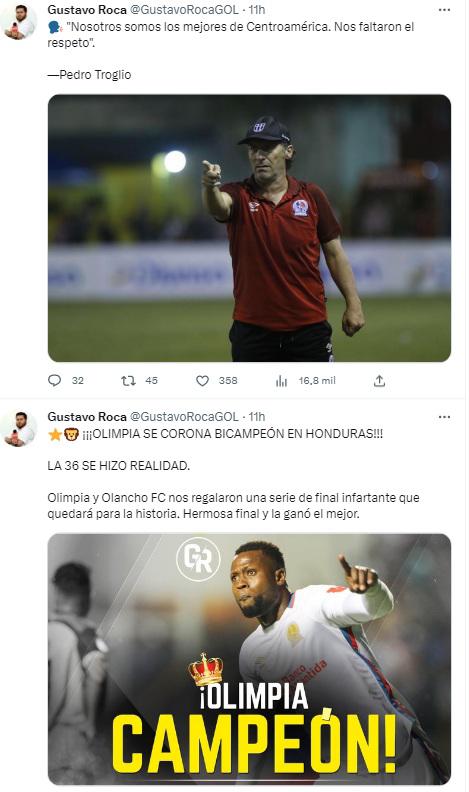 Periodistas hondureños reaccionan tras el título 36 de Olimpia ante Olancho FC: “Liga predecible y pequeña para Troglio”