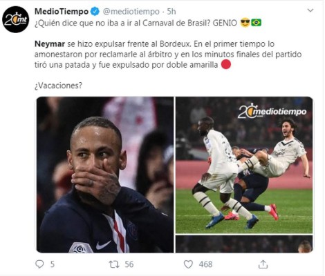 ¿Lo hizo para irse al carnaval de Río? Neymar se deja expulsar y arma la polémica en el PSG