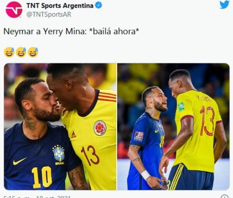 El beso de Neymar a Yerry Mina, protagonista de los memes en el Brasil-Colombia