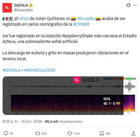 Microsismo por gol de México, fiestón en el Azteca y dolorosa imagen