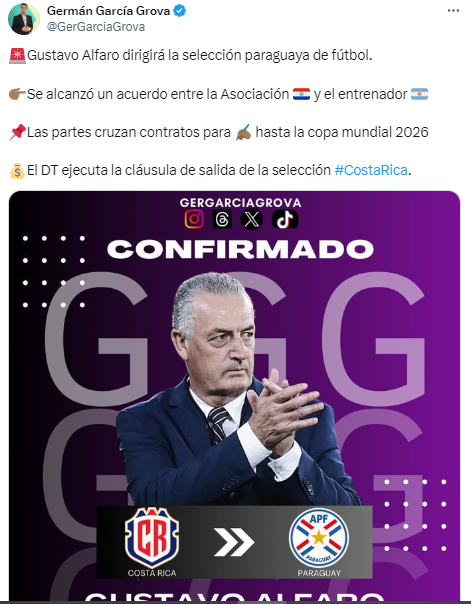 Salen a la luz los detalles de la salida de Gustavo Alfaro de Costa Rica y el millonario salario que tendrá en Paraguay