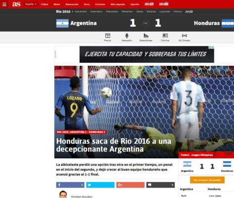 Prensa internacional se rinde a Honduras tras eliminar a Argentina