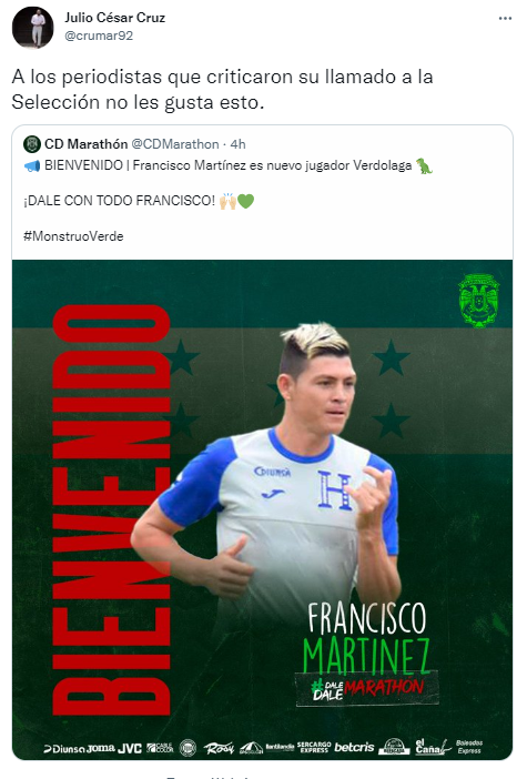 ¡De Tercera a Primera! Periodistas reaccionan tras anunciarse el fichaje de Francisco Martínez por el Marathón