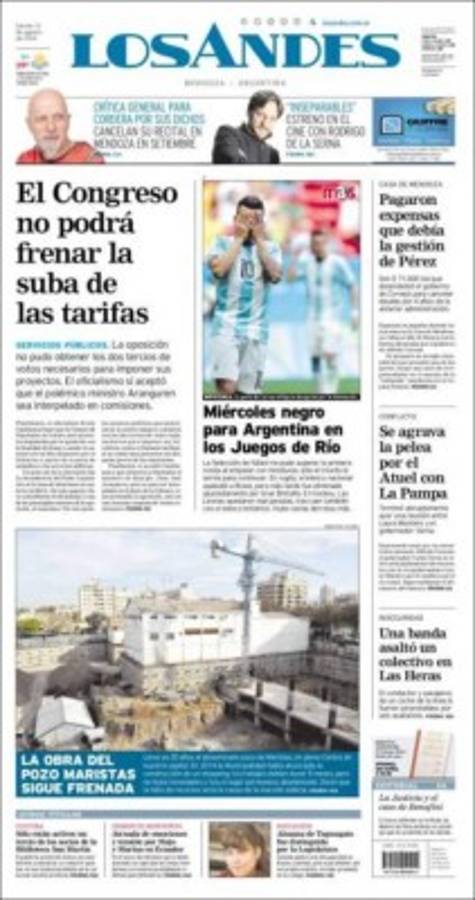 PORTADAS: Argentina llora; Honduras ríe y celebra la clasificación a cuartos de Rio-2016