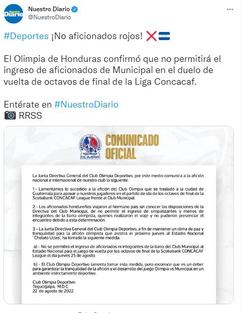 “Decisión acertada y lamentan lo sucedido”: La reacción de la prensa ante la prohibición de Olimpia a los aficionados de Municipal