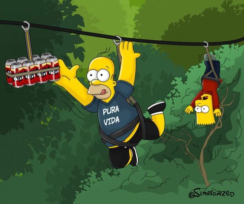 Así se verían Los Simpson en Costa Rica y Panamá. ¡Atención con Navas y Román!