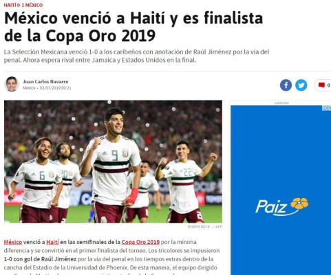 La prensa internacional tilda de 'bochornoso' el triunfo de México sobre Haití&nbsp;&nbsp;&nbsp;