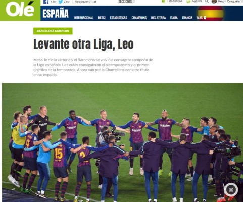 La prensa internacional se rinde a Messi y el Barcelona tras su dominio en España&nbsp;&nbsp;