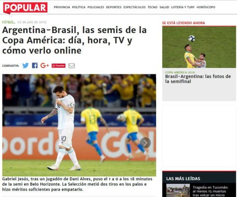 Así reaccionan los medios luego de la eliminación de Argentina ante Brasil