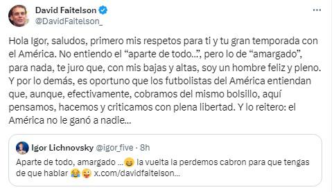 Futbolista de América se engancha con David Faitelson y el polémico periodista responde: “Bájense de la nube”