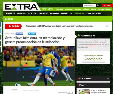Lesión de Arthur ante Honduras invade las portadas internacionales