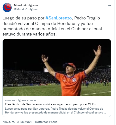 La reacción de la prensa ante la vuelta de Pedro Troglio a Olimpia: ‘‘Vuelve a dirigir a un viejo amor’’