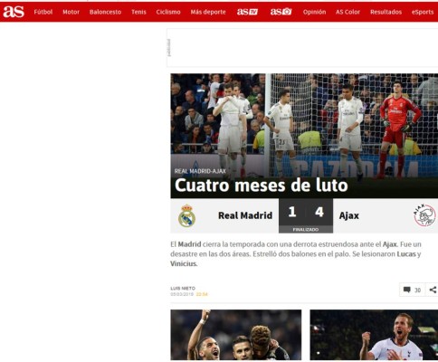 La prensa se hace sentir sobre fracaso del Real Madrid: 'Papelón', 'Luto' y 'Fracaso'