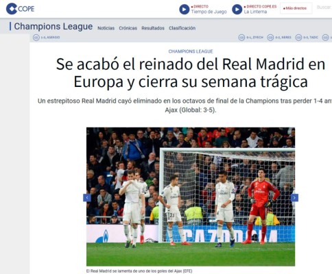 La prensa se hace sentir sobre fracaso del Real Madrid: 'Papelón', 'Luto' y 'Fracaso'