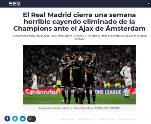 La prensa se hace sentir sobre fracaso del Real Madrid: 'Papelón', 'Luto' y 'Fracaso'
