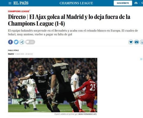 La prensa se hace sentir sobre fracaso del Real Madrid: 'Papelón', 'Luto' y 'Fracaso'