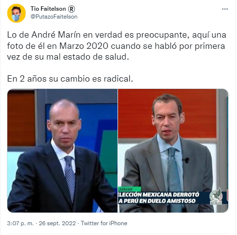 André Marín volvió a preocupar por su radical cambio físico: así luce ahora después de sufrir extraña enfermedad