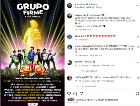 Famoso Grupo Firme confirma concierto en el estadio Nacional Chelato Uclés para el mes de julio