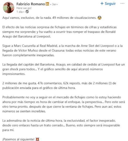 Fabrizio Romano sorprende a todos: el anuncio que paraliza el mercado de fichajes