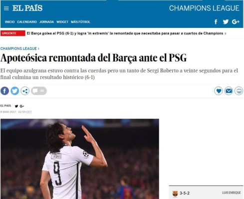 La prensa mundial se rinde al Barcelona: 'Proeza, apoteósico, grande el Barça'
