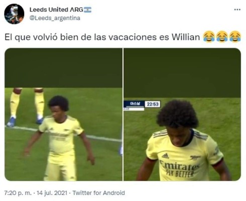 ¿Qué le pasó? William indigna a la afición del Arsenal por su sobrepeso, se burlan de él y lo comparan con Hazard