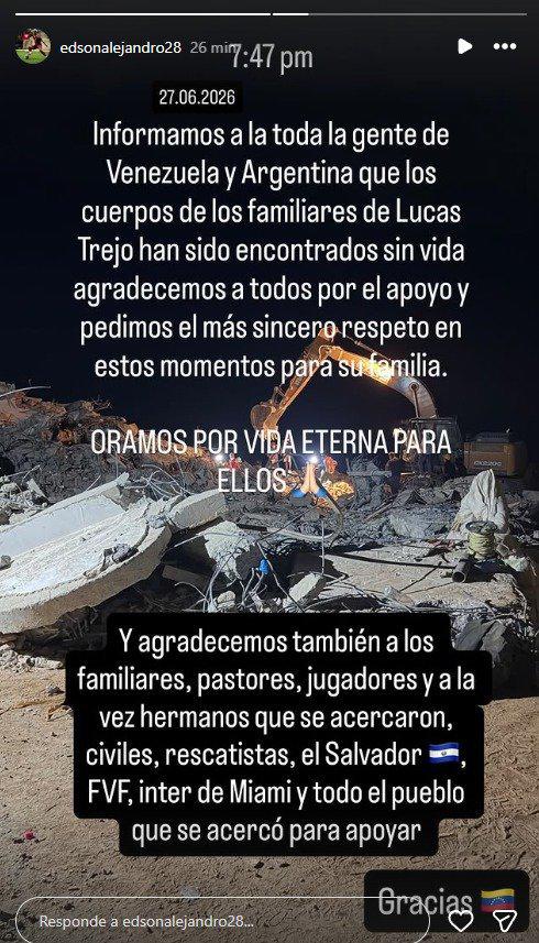 Encontraron sin vida a la esposa e hijos de Lucas Trejo tras sismos en Venezuela