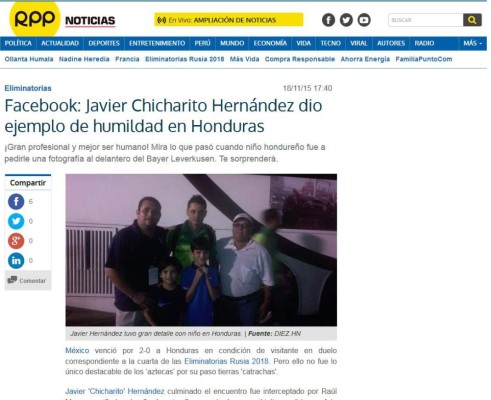 Gesto de Chicharito Hernández en Honduras le dio la vuelta a México