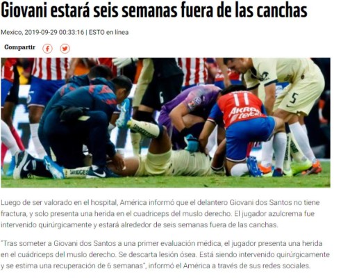 Así reaccionó la prensa mundial tras la grave lesión de Giovanni dos Santos: 'Criminal, de cárcel'