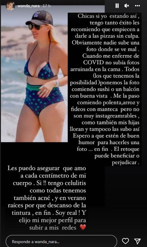 Wanda Nara responde a las fuertes críticas a su cuerpo sin filtro durante sus vacaciones en Ibiza: “Sí, tengo celulitis”