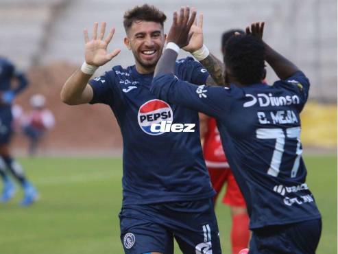 Agustín Auzmendi anotó el primer gol del Motagua en el torneo Clausura 2025. FOTO: Marvin Salgado.