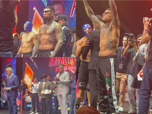 Teófimo López y Árnold Barboza se presentaron en el pesaje para el combate de este viernes en Nueva York. FOTOS: Eduardo Solano.