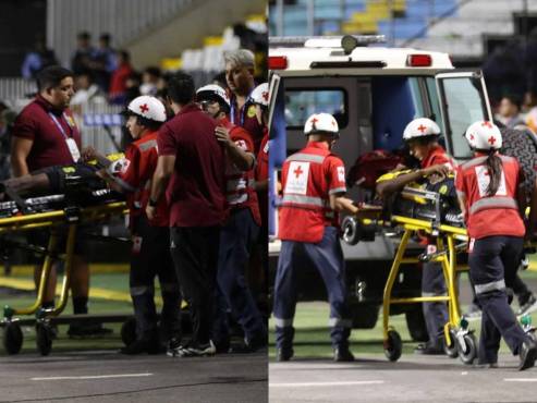 Antony García fue retirado en la ambulancia de la Cruz Roja del Estadio Nacional Chelato Uclés de Tegucigalpa.