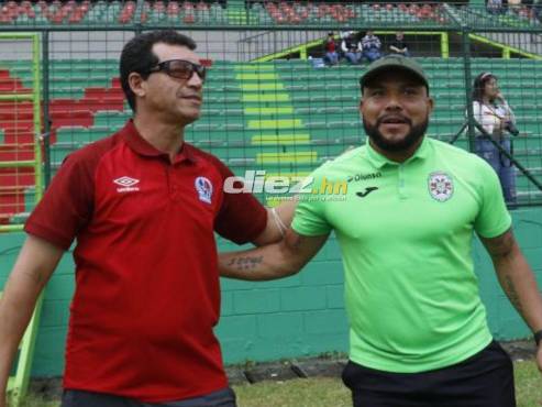 Cocli Salgado junto a Emil Martínez en partido de reservas entre Marathón-Olimpia en el Yankel Rosenthal. FOTO: Neptalí Romero.