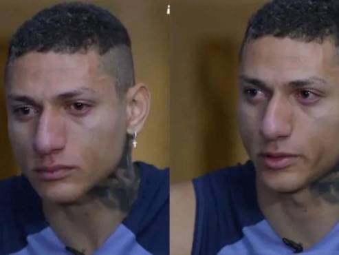Richarlison, jugador del Tottenham y Brasil, llorando en la entrevista.